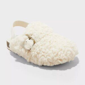 NWOT Cat & Jack™ Ivory Toddler Girls' Mila Faux-Shearling Clog Loafer Slippers